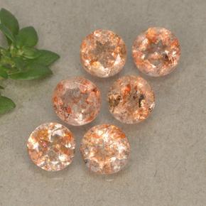 Pietra del sole naturale arancione da 3,21 ct, taglio rotondo, traslucido