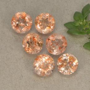 Pietra del sole naturale arancione da 3,21 ct, taglio rotondo, traslucido