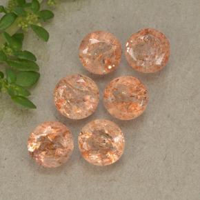 Pietra del sole naturale arancione da 3,32 ct, taglio rotondo, traslucido
