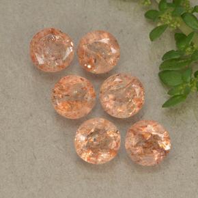 Pietra del sole naturale arancione da 3,32 ct, taglio rotondo, traslucido