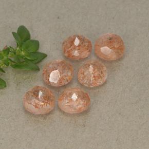 Pietra del sole naturale arancione da 3,32 ct, taglio rotondo, traslucido