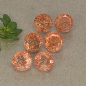 Pietra del sole naturale arancione da 3,36 ct, taglio rotondo, traslucido