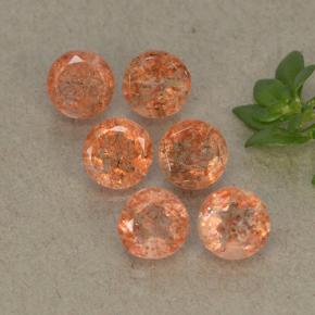 Pietra del sole naturale arancione da 3,36 ct, taglio rotondo, traslucido