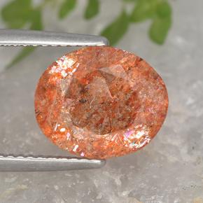 Pietra solare Arancione naturale da 3.58 ct, Taglio ovale, Traslucido