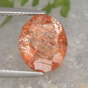 Pietra solare Arancione naturale da 3.58 ct, Taglio ovale, Traslucido