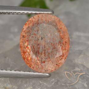 Pietra solare Arancio medio-chiaro naturale da 4.55 ct, Ovale, Traslucido