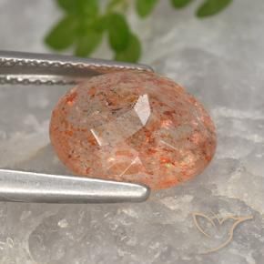 Pietra solare Arancio medio-chiaro naturale da 4.55 ct, Ovale, Traslucido