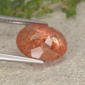 Pietra solare Arancione naturale da 3.54 ct, Taglio ovale, Traslucido