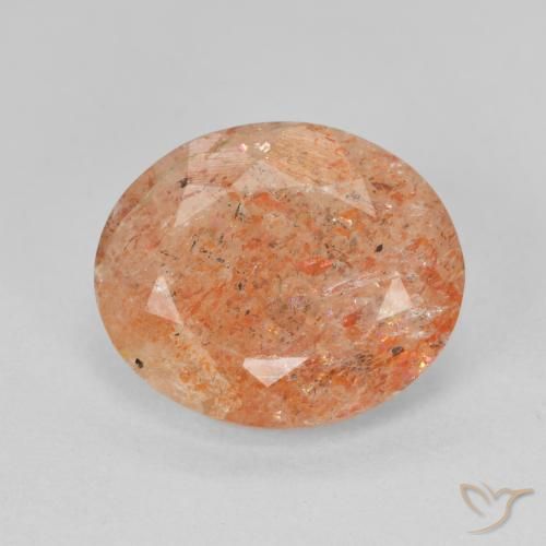 Pietra solare Arancione rossastra naturale da 4.02 ct, Ovale, Traslucido