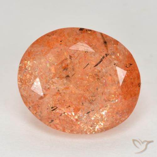 5.10ct Naturale Arancione rossastra Pietra solare, Ovale, Traslucido