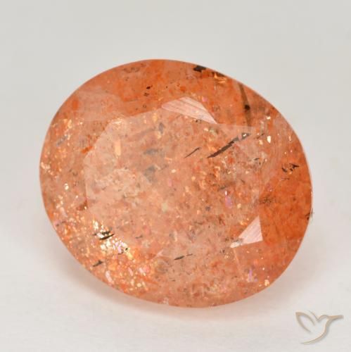 Pietra solare Arancione rossastra naturale da 5.10 ct, Ovale, Traslucido