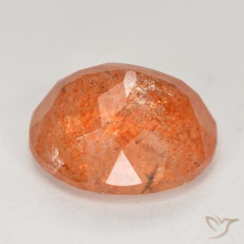 Pietra solare Arancione rossastra naturale da 5.10 ct, Ovale, Traslucido