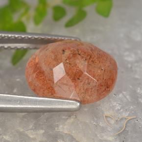 Pietra solare Arancio Medio naturale da 4.27 ct, Ovale, Traslucido