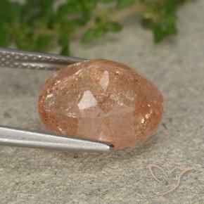 Pietra solare Arancio tigre chiaro naturale da 4.64 ct, Ovale, Traslucido