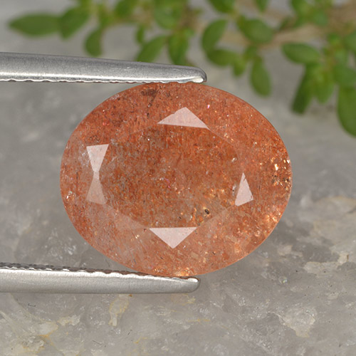 Pietra del sole naturale arancione da 3,94 ct, taglio ovale, traslucido