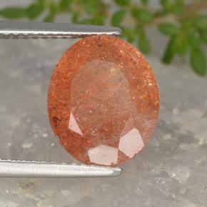 Pietra del sole naturale arancione da 3,94 ct, taglio ovale, traslucido
