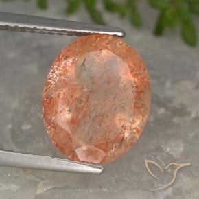 Pietra solare Arancione brillante naturale da 4.19 ct, Ovale, Traslucido