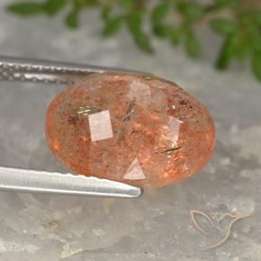 Pietra solare Arancione brillante naturale da 4.19 ct, Ovale, Traslucido