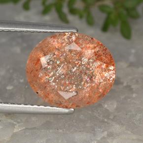 Pietra del sole naturale arancione da 4,33 ct, taglio ovale, traslucido