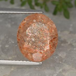 Pietra del sole naturale arancione da 4,33 ct, taglio ovale, traslucido