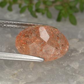 Pietra del sole naturale arancione da 4,33 ct, taglio ovale, traslucido