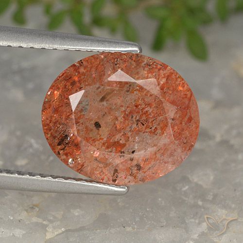 4.24ct Naturale Arancione rossastra Pietra solare, Ovale, Traslucido