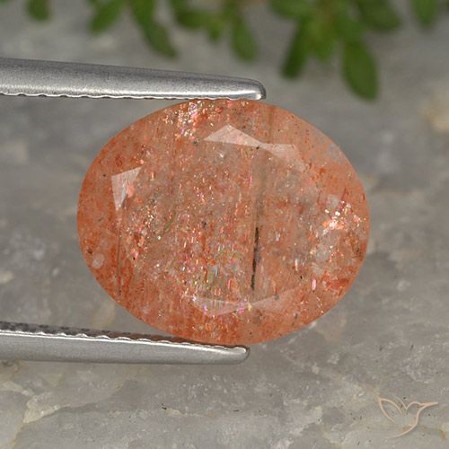 3.97ct Naturale Arancione rossastra Pietra solare, Ovale, Traslucido