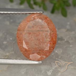 Pietra solare Arancione rossastra naturale da 3.97 ct, Ovale, Traslucido