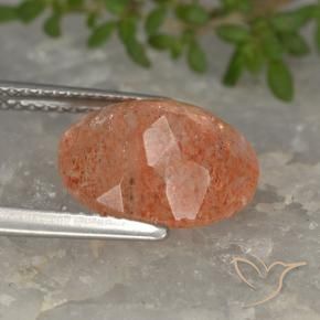 Pietra solare Arancione rossastra naturale da 3.97 ct, Ovale, Traslucido
