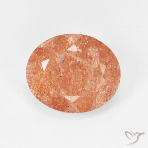 4.38ct Naturale Arancione rossastra Pietra solare, Ovale, Traslucido