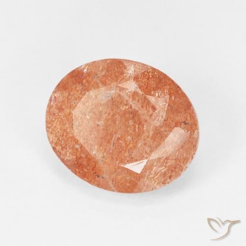 Pietra solare Arancione rossastra naturale da 4.38 ct, Ovale, Traslucido