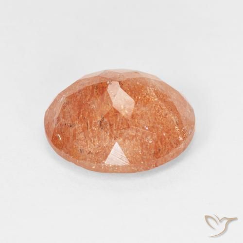 Pietra solare Arancione rossastra naturale da 4.38 ct, Ovale, Traslucido
