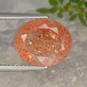 Pietra solare Arancione naturale da 4.06 ct, Taglio ovale, Traslucido