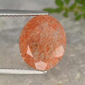Pietra solare Arancione naturale da 4.06 ct, Taglio ovale, Traslucido