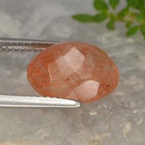 Pietra solare Arancione naturale da 4.06 ct, Taglio ovale, Traslucido