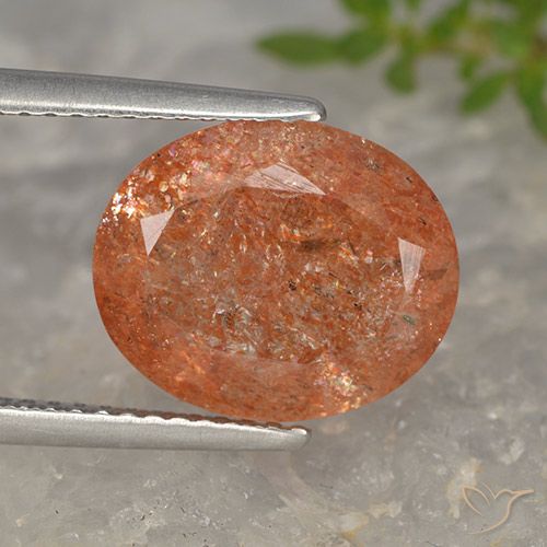 4.54ct Naturale Arancione rossastra Pietra solare, Ovale, Traslucido