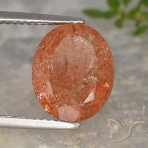 Pietra solare Arancione rossastra naturale da 4.54 ct, Ovale, Traslucido