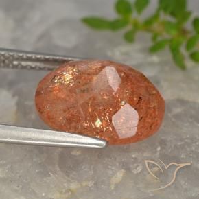 Pietra solare Arancione rossastra naturale da 4.54 ct, Ovale, Traslucido