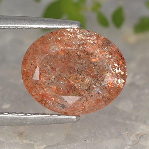 3.81ct Naturale Arancione rossastra Pietra solare, Ovale, Traslucido