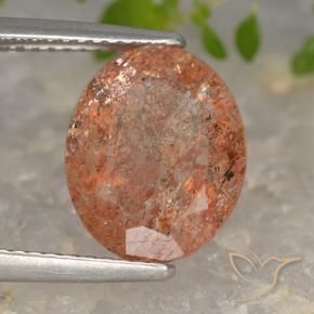 Pietra solare Arancione rossastra naturale da 3.81 ct, Ovale, Traslucido