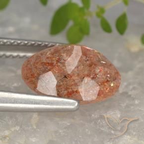Pietra solare Arancione rossastra naturale da 3.81 ct, Ovale, Traslucido