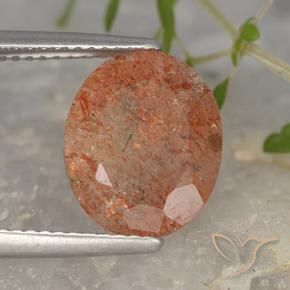 Pietra solare Arancione rossastra naturale da 4.15 ct, Ovale, Traslucido