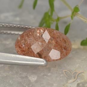 Pietra solare Arancione rossastra naturale da 4.15 ct, Ovale, Traslucido
