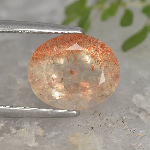 5.09ct Naturale Arancio tigre chiaro Pietra solare, Ovale, Traslucido