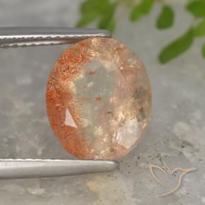 Pietra solare Arancio tigre chiaro naturale da 5.09 ct, Ovale, Traslucido