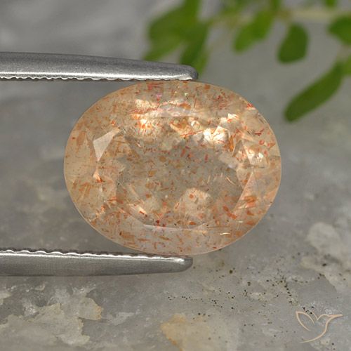 5.02ct Naturale Arancione chiaro Pietra solare, Ovale, Traslucido