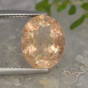 Pietra solare Arancione chiaro naturale da 5.02 ct, Ovale, Traslucido