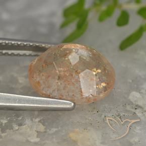 Pietra solare Arancione chiaro naturale da 5.02 ct, Ovale, Traslucido