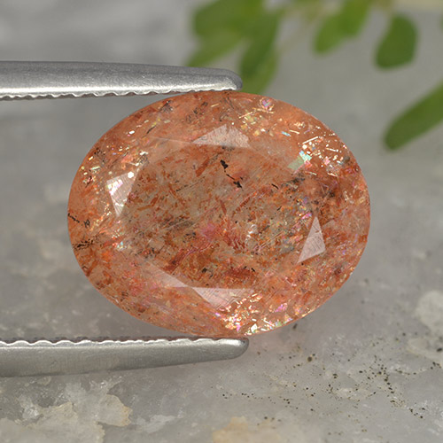 Pietra del sole naturale arancione da 4,03 ct, taglio ovale, traslucido