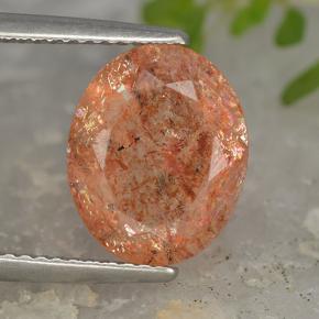 Pietra del sole naturale arancione da 4,03 ct, taglio ovale, traslucido